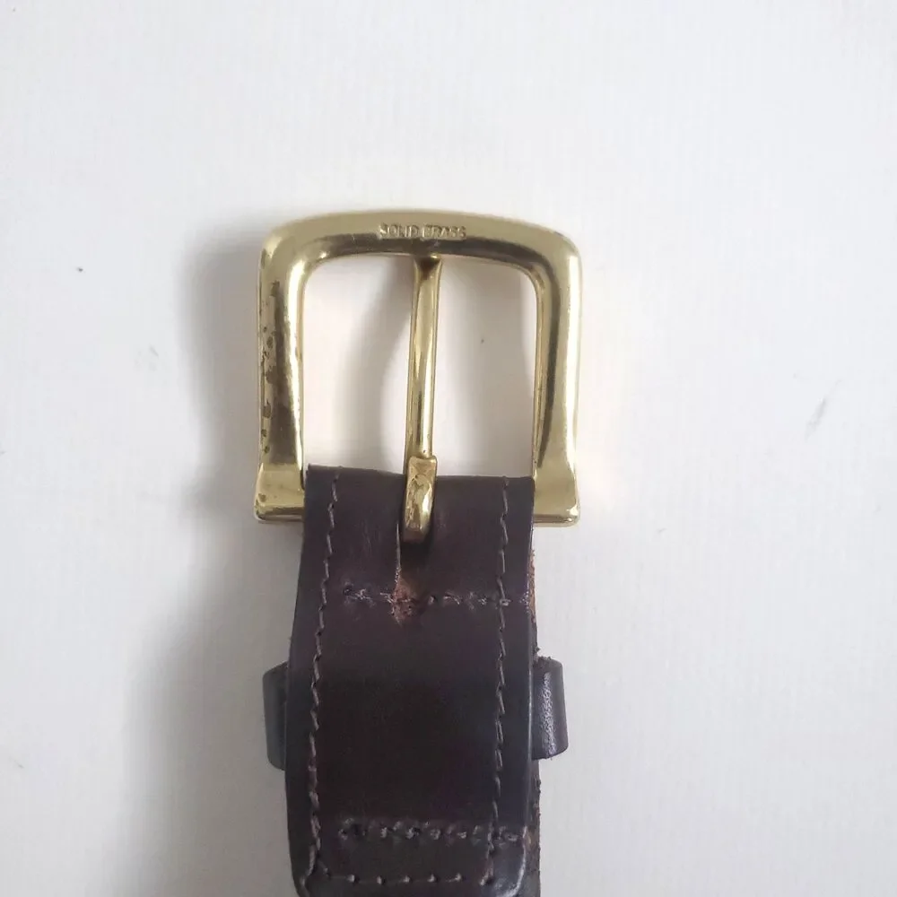 Vineyard Vines Men's Belt Size 42 Navy American Flag Canvas Leather Brass Buckle